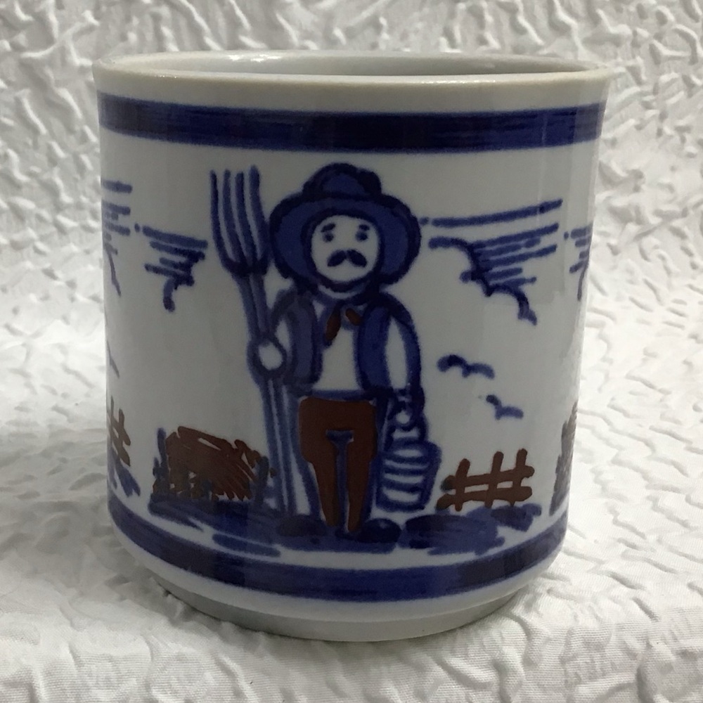 Vintage Blue & White Made In Japan Coffee Mugs - Picture 8 of 12